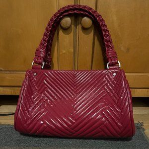 Cole Haan Red Braided Handle Leather Handbag